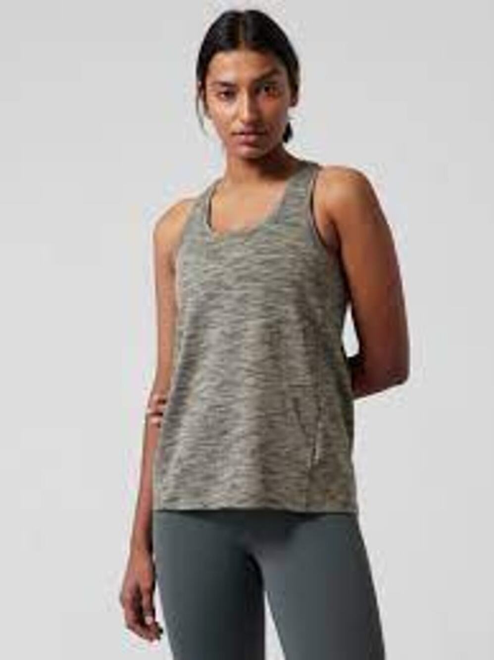 Athleta Ultimate Scoop Mesh Tank Racerback Spacedye Mesh Olive Women Medium
